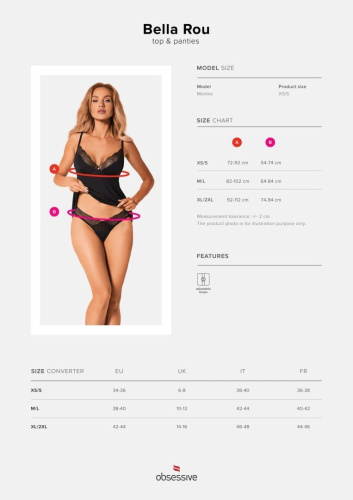 Obsessive Bella Rou top & panties - Комплект білизни, топ та трусики, XL/2XL - купити в Києві, Україні